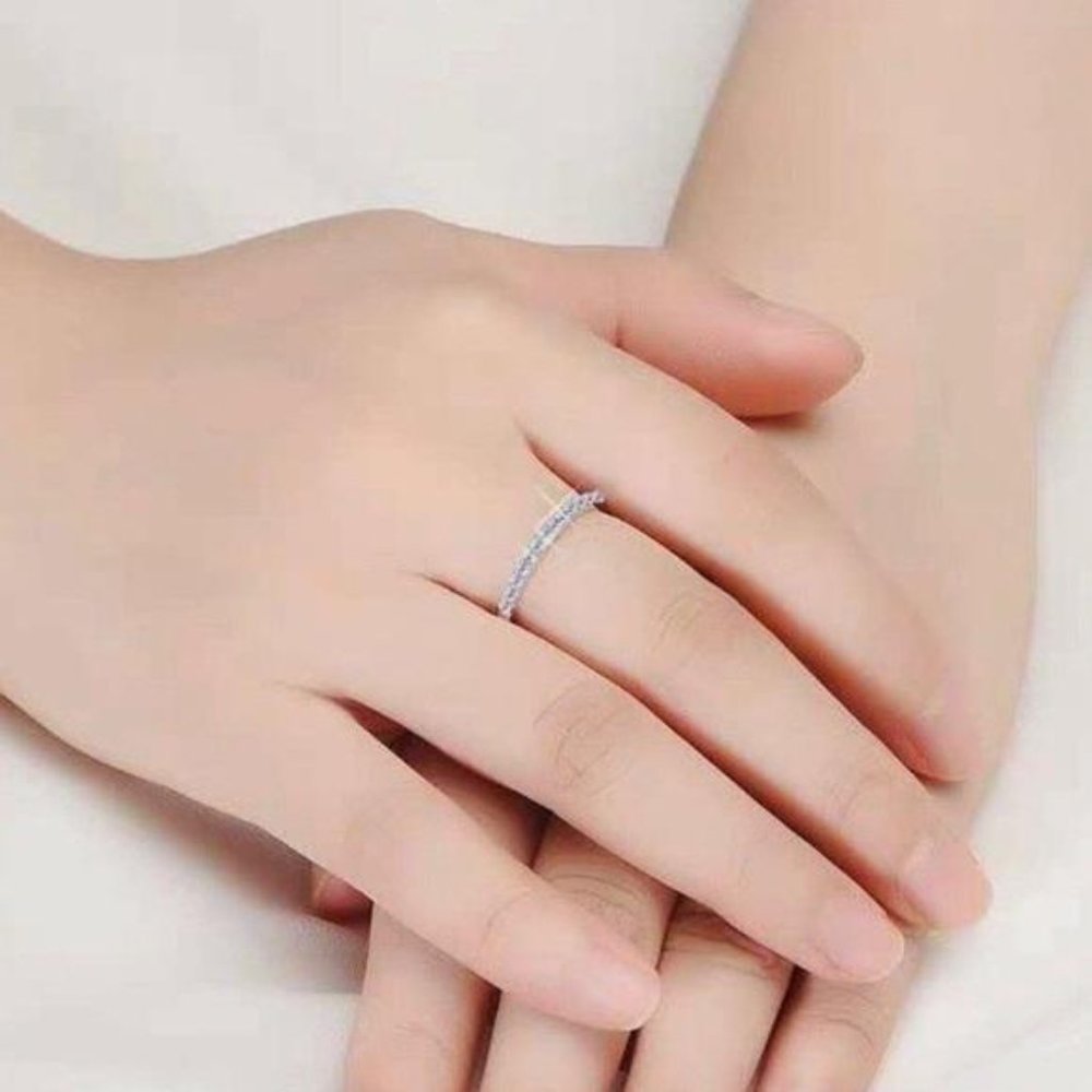 NEW 925 STERLING SILVER  FULL ETERNITY RING, CUTE RING, SHINY RING. - Picture 7 of 7